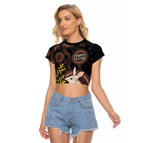 Australia Easter Indigenous Personalized Raglan Cropped T Shirt Cute Easter Bilby