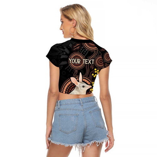 Australia Easter Indigenous Personalized Raglan Cropped T Shirt Cute Easter Bilby
