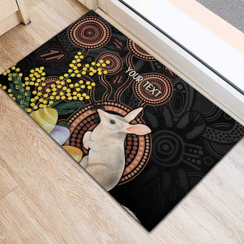 Australia Easter Indigenous Personalized Rubber Doormat Cute Easter Bilby