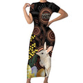 Australia Easter Indigenous Personalized Short Sleeve Bodycon Dress Cute Easter Bilby