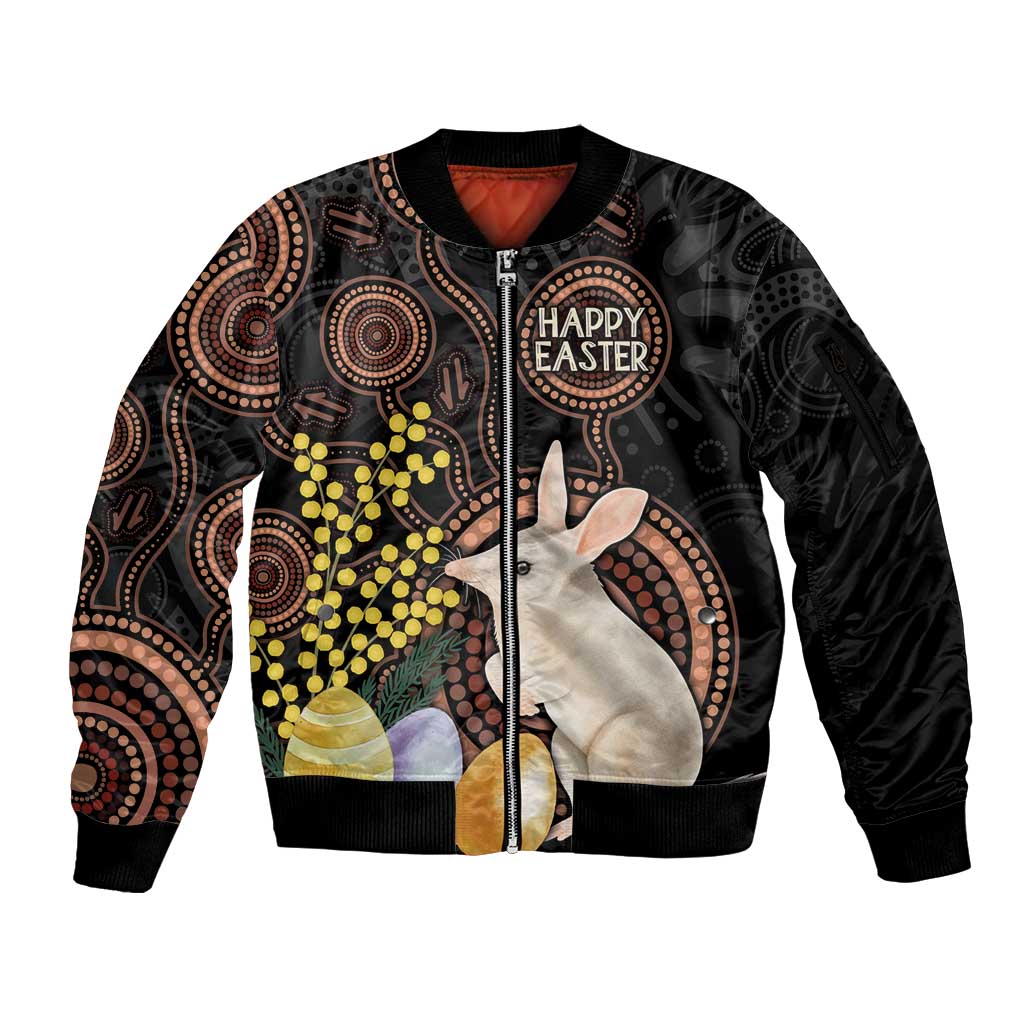 Australia Easter Indigenous Personalized Sleeve Zip Bomber Jacket Cute Easter Bilby