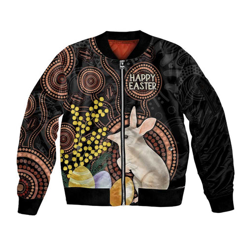 Australia Easter Indigenous Personalized Sleeve Zip Bomber Jacket Cute Easter Bilby