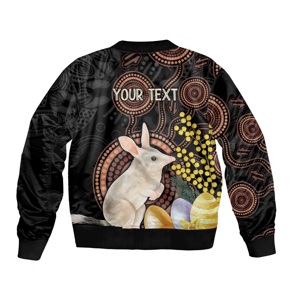 Australia Easter Indigenous Personalized Sleeve Zip Bomber Jacket Cute Easter Bilby