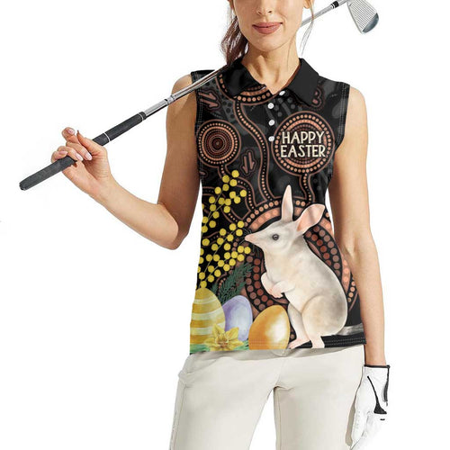 Australia Easter Indigenous Personalized Women Sleeveless Polo Shirt Cute Easter Bilby