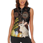 Australia Easter Indigenous Personalized Women Sleeveless Polo Shirt Cute Easter Bilby