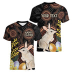 Australia Easter Indigenous Personalized Women V-Neck T-Shirt Cute Easter Bilby