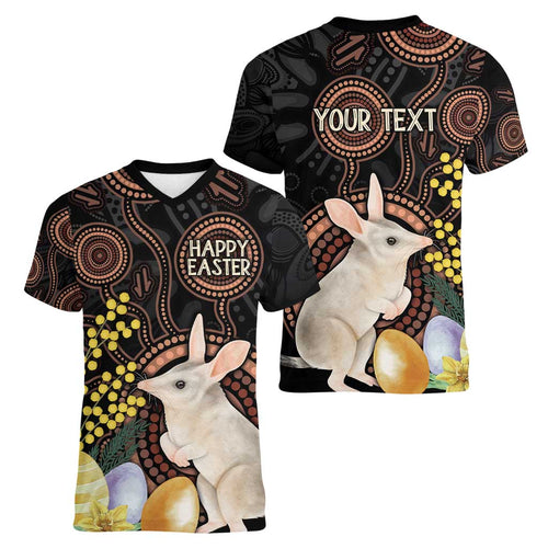 Australia Easter Indigenous Personalized Women V-Neck T-Shirt Cute Easter Bilby