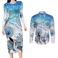 Australia Easter Indigenous Couples Matching Long Sleeve Bodycon Dress and Long Sleeve Button Shirt Bilby Happy Easter