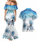 Australia Easter Indigenous Couples Matching Mermaid Dress and Hawaiian Shirt Bilby Happy Easter