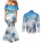 Australia Easter Indigenous Couples Matching Mermaid Dress and Long Sleeve Button Shirt Bilby Happy Easter