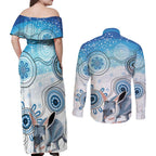 Australia Easter Indigenous Couples Matching Off Shoulder Maxi Dress and Long Sleeve Button Shirt Bilby Happy Easter