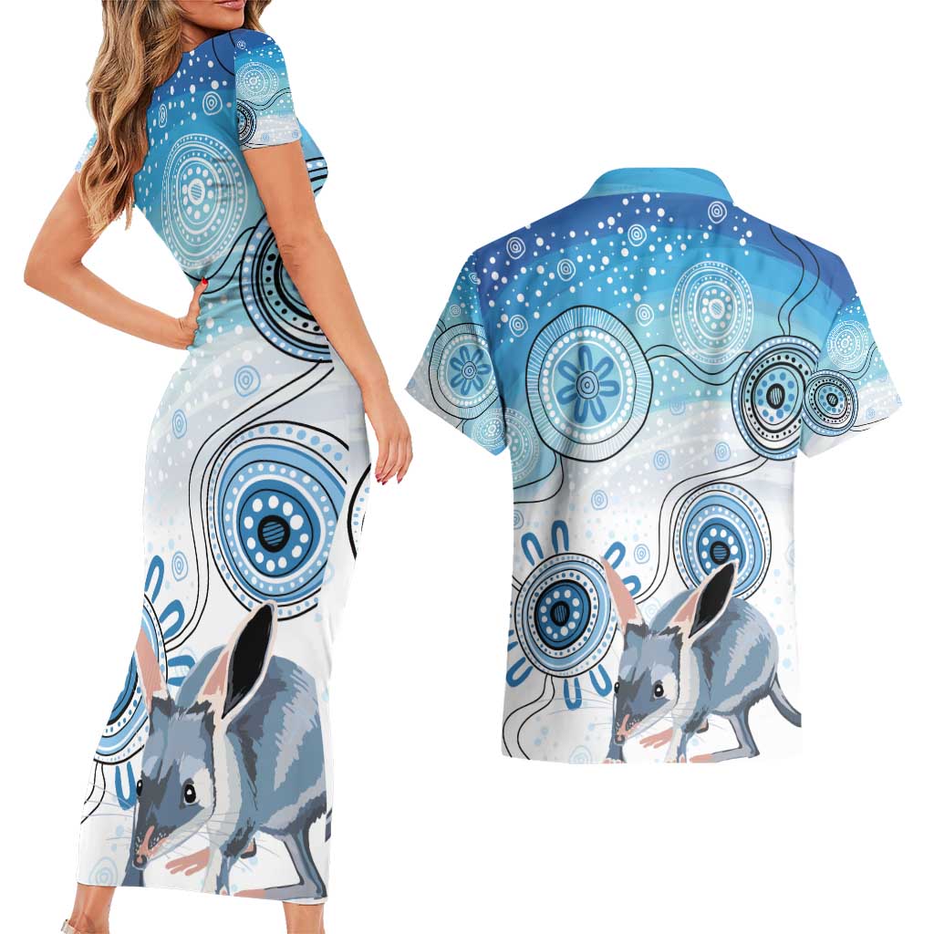 Australia Easter Indigenous Couples Matching Short Sleeve Bodycon Dress and Hawaiian Shirt Bilby Happy Easter