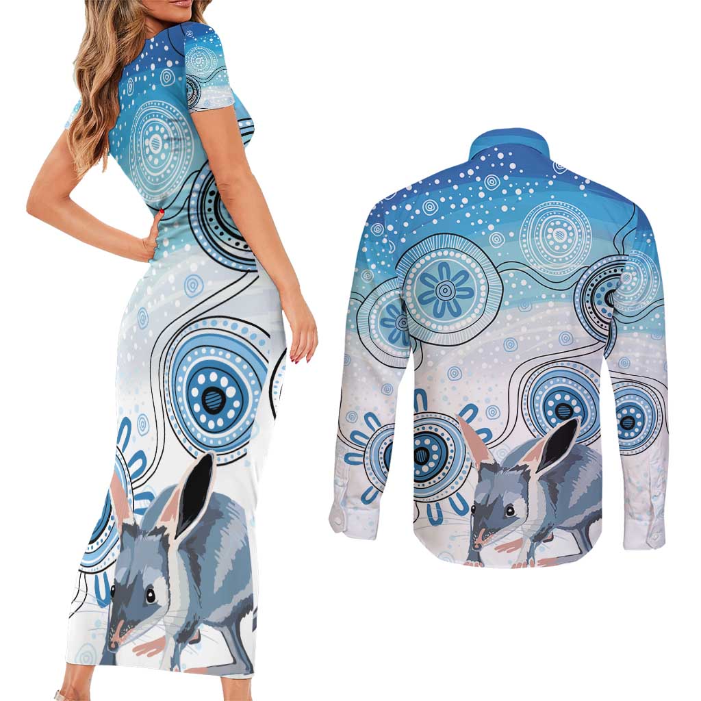 Australia Easter Indigenous Couples Matching Short Sleeve Bodycon Dress and Long Sleeve Button Shirt Bilby Happy Easter
