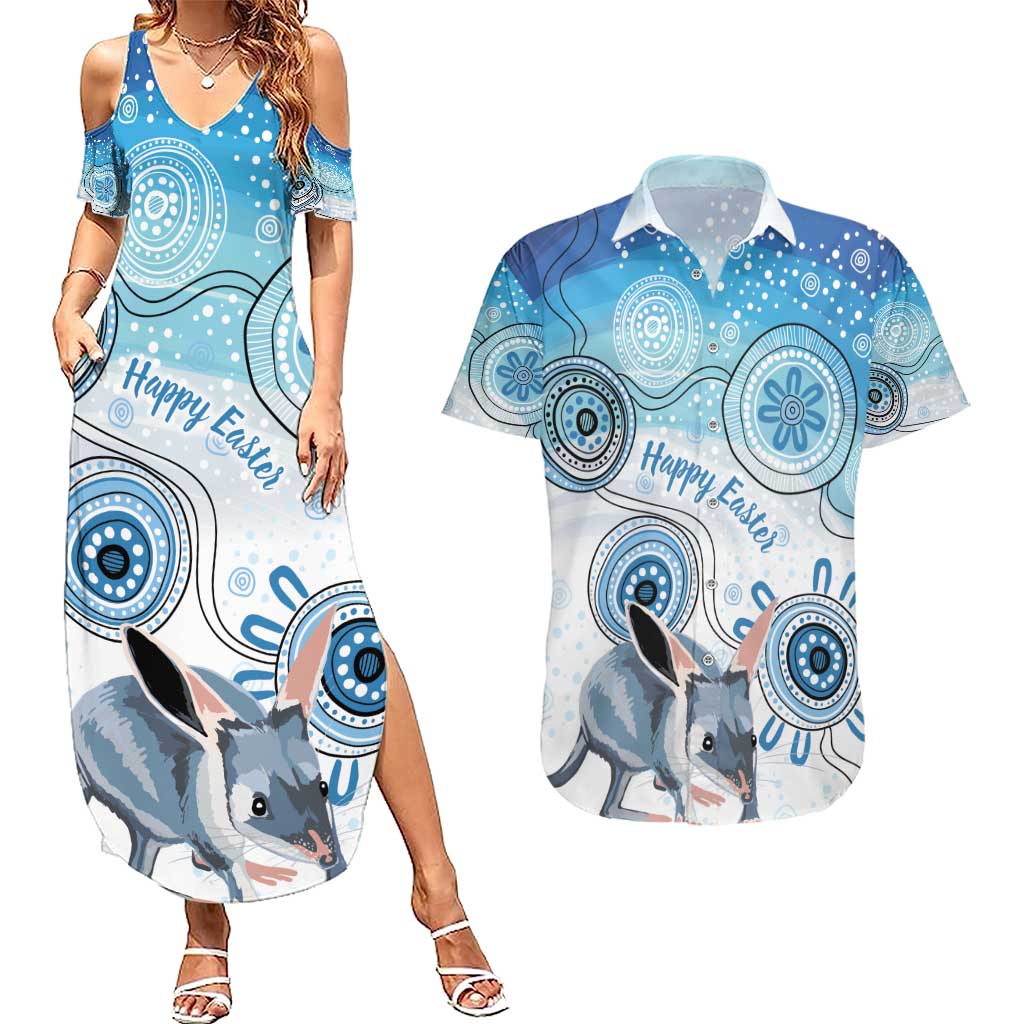 Australia Easter Indigenous Couples Matching Summer Maxi Dress and Hawaiian Shirt Bilby Happy Easter