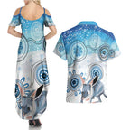 Australia Easter Indigenous Couples Matching Summer Maxi Dress and Hawaiian Shirt Bilby Happy Easter