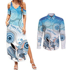 Australia Easter Indigenous Couples Matching Summer Maxi Dress and Long Sleeve Button Shirt Bilby Happy Easter