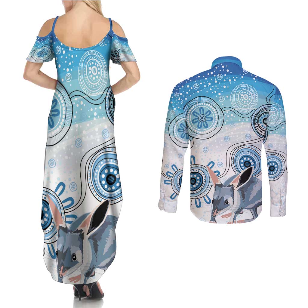 Australia Easter Indigenous Couples Matching Summer Maxi Dress and Long Sleeve Button Shirt Bilby Happy Easter