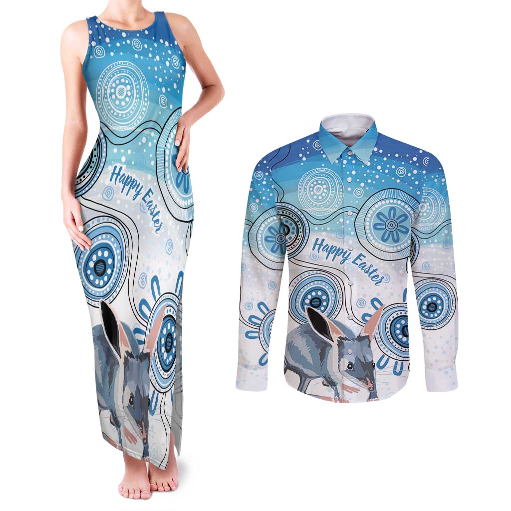 Australia Easter Indigenous Couples Matching Tank Maxi Dress and Long Sleeve Button Shirt Bilby Happy Easter