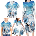 Australia Easter Indigenous Family Matching Long Sleeve Bodycon Dress and Hawaiian Shirt Bilby Happy Easter