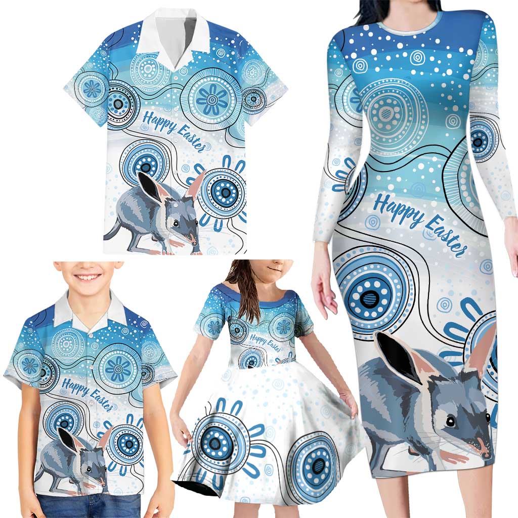 Australia Easter Indigenous Family Matching Long Sleeve Bodycon Dress and Hawaiian Shirt Bilby Happy Easter