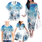 Australia Easter Indigenous Family Matching Off The Shoulder Long Sleeve Dress and Hawaiian Shirt Bilby Happy Easter