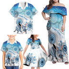Australia Easter Indigenous Family Matching Off Shoulder Maxi Dress and Hawaiian Shirt Bilby Happy Easter