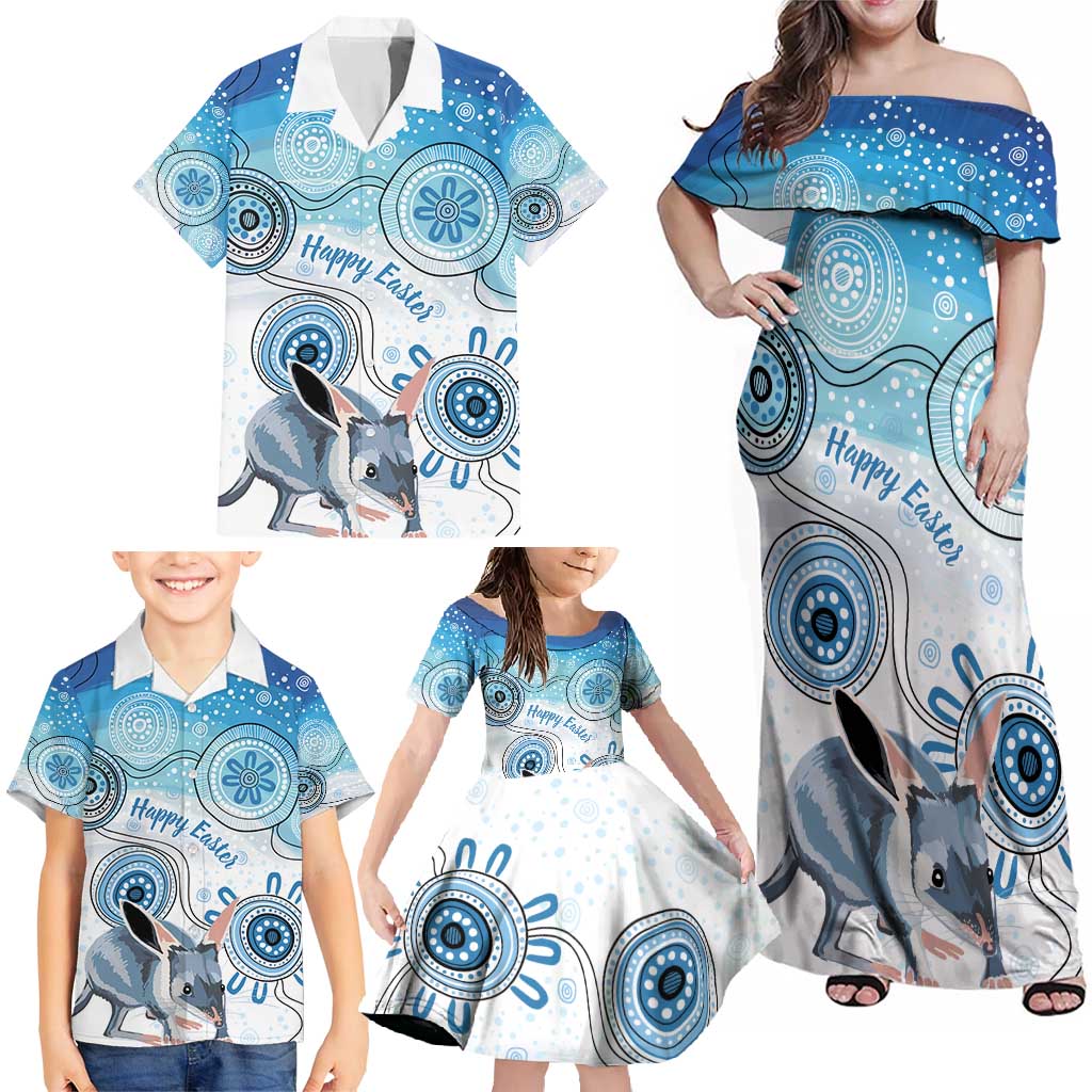 Australia Easter Indigenous Family Matching Off Shoulder Maxi Dress and Hawaiian Shirt Bilby Happy Easter