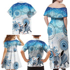 Australia Easter Indigenous Family Matching Off Shoulder Maxi Dress and Hawaiian Shirt Bilby Happy Easter