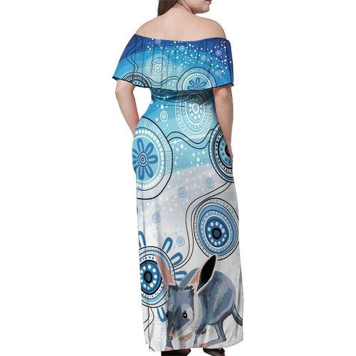 Australia Easter Indigenous Family Matching Off Shoulder Maxi Dress and Hawaiian Shirt Bilby Happy Easter
