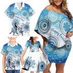 Australia Easter Indigenous Family Matching Off Shoulder Short Dress and Hawaiian Shirt Bilby Happy Easter