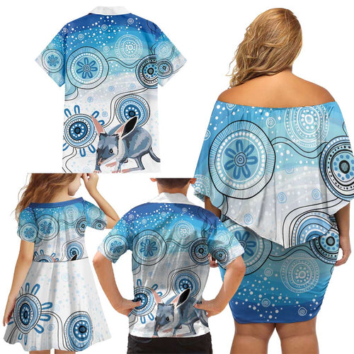 Australia Easter Indigenous Family Matching Off Shoulder Short Dress and Hawaiian Shirt Bilby Happy Easter