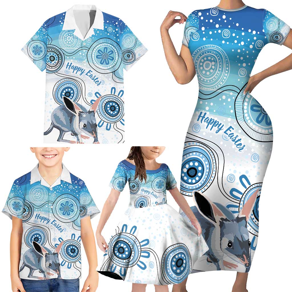 Australia Easter Indigenous Family Matching Short Sleeve Bodycon Dress and Hawaiian Shirt Bilby Happy Easter
