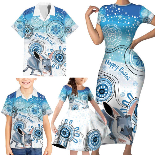 Australia Easter Indigenous Family Matching Short Sleeve Bodycon Dress and Hawaiian Shirt Bilby Happy Easter