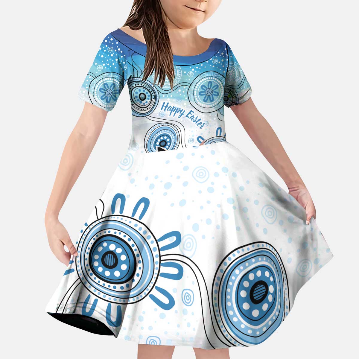 Australia Easter Indigenous Kid Short Sleeve Dress Bilby Happy Easter