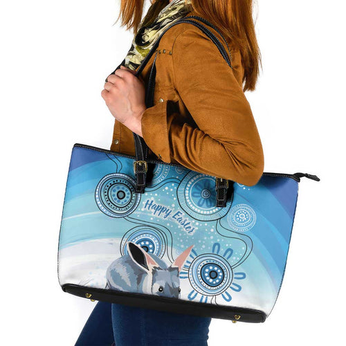 Australia Easter Indigenous Leather Tote Bag Bilby Happy Easter