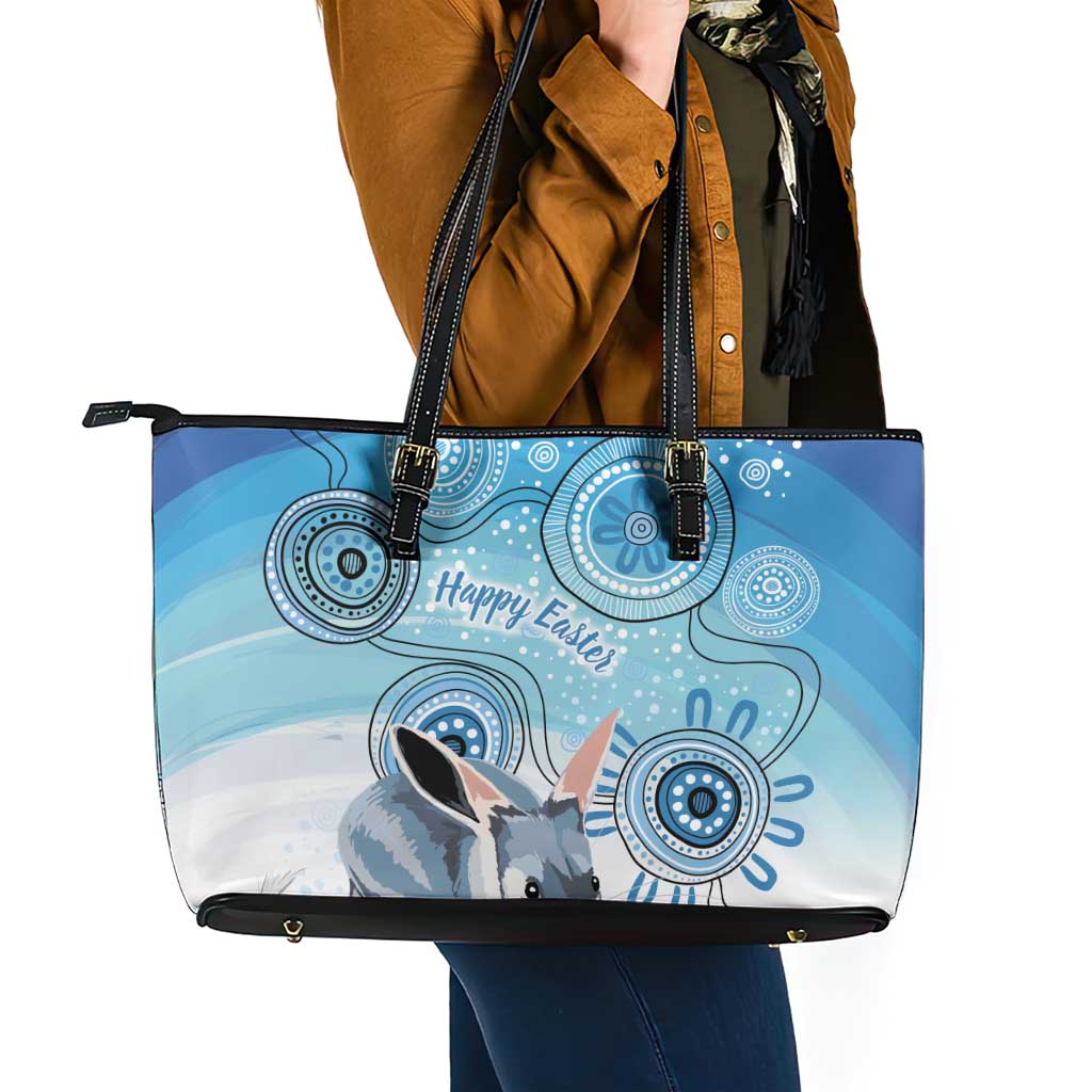 Australia Easter Indigenous Leather Tote Bag Bilby Happy Easter