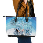 Australia Easter Indigenous Leather Tote Bag Bilby Happy Easter