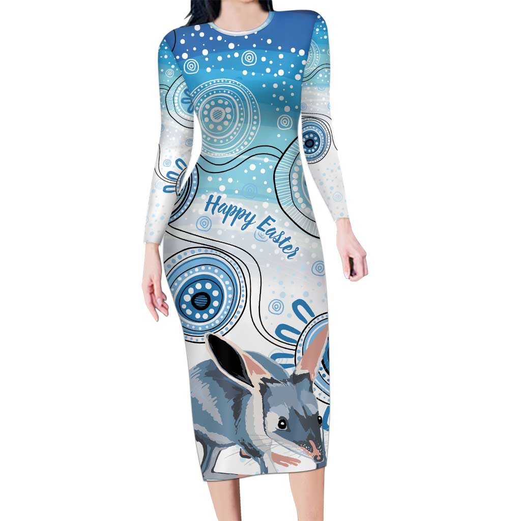 Australia Easter Indigenous Long Sleeve Bodycon Dress Bilby Happy Easter