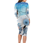 Australia Easter Indigenous Long Sleeve Bodycon Dress Bilby Happy Easter