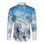 Australia Easter Indigenous Long Sleeve Button Shirt Bilby Happy Easter