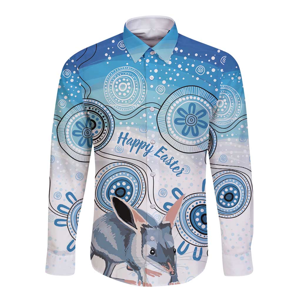 Australia Easter Indigenous Long Sleeve Button Shirt Bilby Happy Easter
