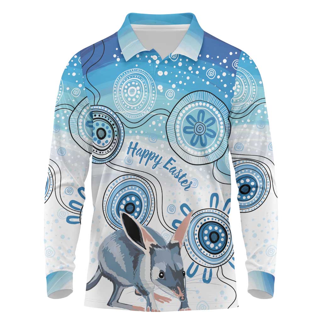 Australia Easter Indigenous Long Sleeve Polo Shirt Bilby Happy Easter