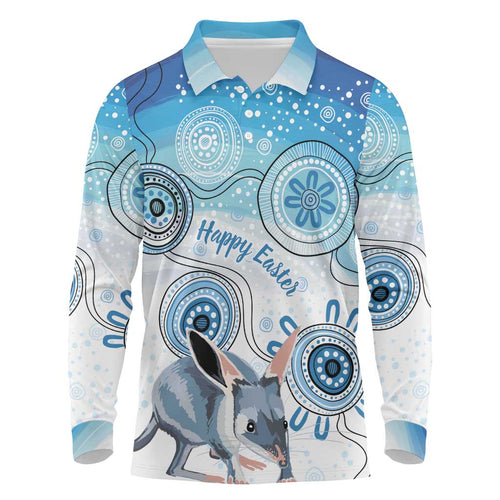 Australia Easter Indigenous Long Sleeve Polo Shirt Bilby Happy Easter