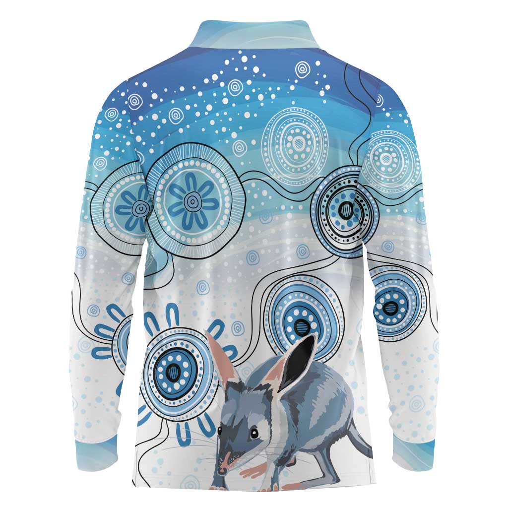 Australia Easter Indigenous Long Sleeve Polo Shirt Bilby Happy Easter