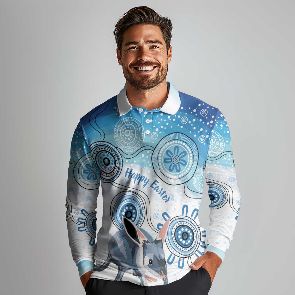Australia Easter Indigenous Long Sleeve Polo Shirt Bilby Happy Easter