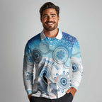 Australia Easter Indigenous Long Sleeve Polo Shirt Bilby Happy Easter