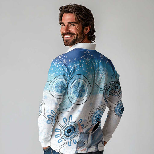 Australia Easter Indigenous Long Sleeve Polo Shirt Bilby Happy Easter