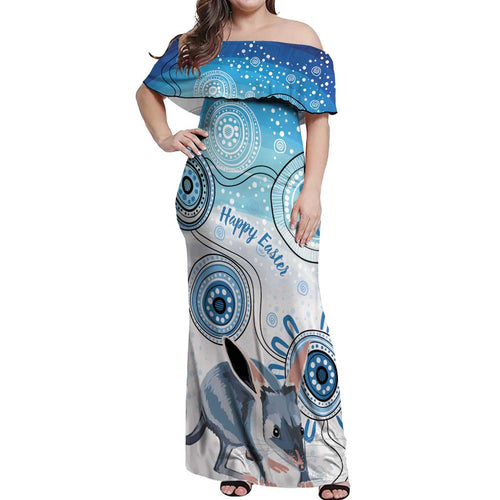 Australia Easter Indigenous Off Shoulder Maxi Dress Bilby Happy Easter