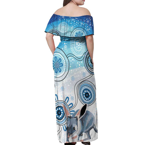 Australia Easter Indigenous Off Shoulder Maxi Dress Bilby Happy Easter
