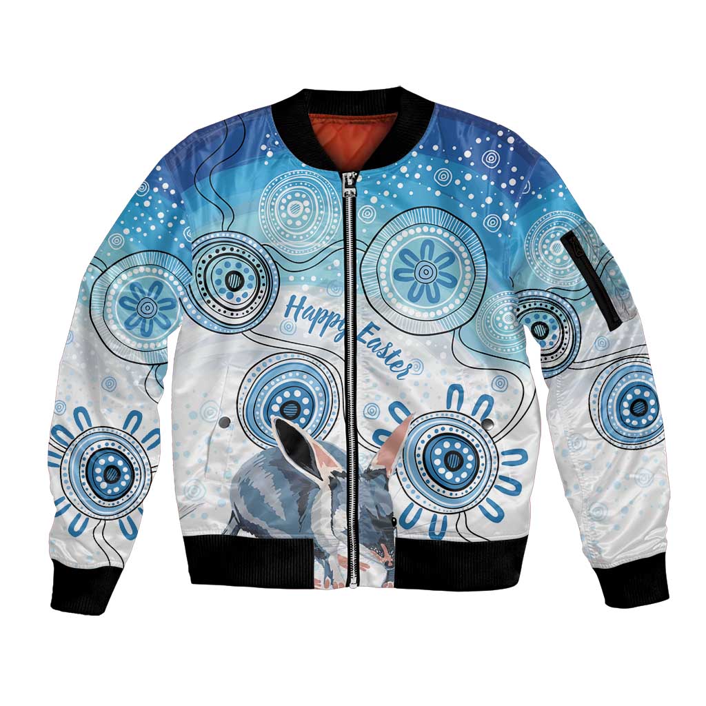 Australia Easter Indigenous Sleeve Zip Bomber Jacket Bilby Happy Easter